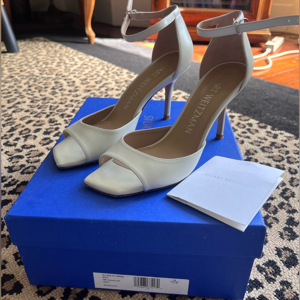 Stuart Whitman Allison 85 white sandal heels